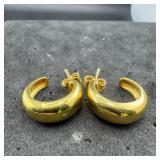 Designer Sterling Silver Gold Vermeil Hoop Earring