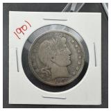 1901 Barber Silver Half Dollar