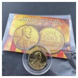 1943 Steel Wheat Cent 24k Gold Plated