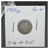 1910-d Barber Silver Dime