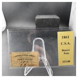 1861 $15 CSA Bearer Note
