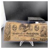 Obsolete Farmers Bank Bucks County $2 Note