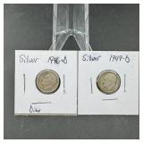 Lot Of (2) Roosevelt Silver Dimes - Mixed Dates