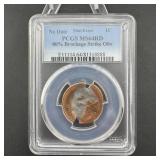 No Date Lincoln Cent Mint Error Pcgs Ms64rd 80% Br