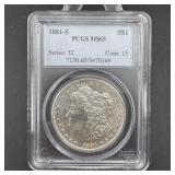1881-S Morgan Silver Dollar PCGS MS65
