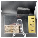 1861 $20 CSA Bearer Note