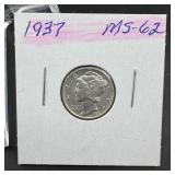 1937 Mercury Silver Dime - Better Grade