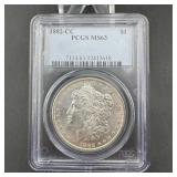 1882-cc Morgan Silver Dollar Pcgs Ms63
