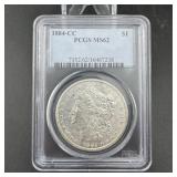 1884-cc Morgan Silver Dollar Pcgs Ms62