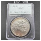 1884-o Morgan Silver Dollar Pcgs Ms65