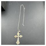 Sterling Silver Cross Pendant Necklace - 3.1 Grams