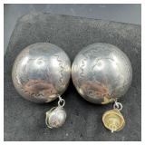 Native American Sterling Silver Earrings - 20.9 Gr