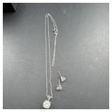 Ross Simons Sterling Silver Cz Necklace & Earrings