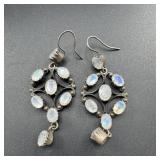 Sterling Silver Moonstone Earrings - 17.1 Grams Ap