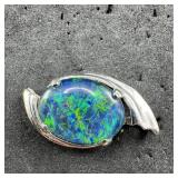 Sterling Silver Fire Opal Pendant - 3.8 Grams Appr