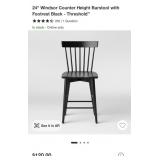 24" Black Windsor Counter Height Barstool W/footr