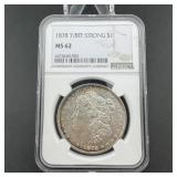 1878 7 Tail Feathers Strong MS62 Morgan Silver Dol