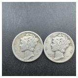 (2) 1938 & 1944 Mercury Silver Dimes
