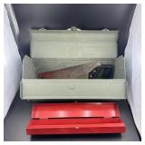 Metal Toolbox with Tools