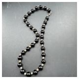 Sterling Silver Black Bead Necklace