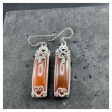 Sterling Silver Carnelian Earrings - 13.8 Grams Ap