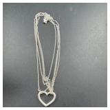 Sterling Silver Multi-strand Heart Necklace - 9.5