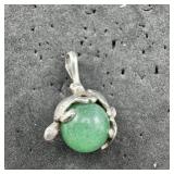 Sterling Silver Turtle Jade Pendant - 5.8 Grams Ap