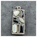 Sterling Silver Mother Of Pearl & Black Onyx Penda
