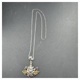 Sterling Silver Amber Pendant Necklace - 6.8 Grams