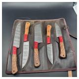 5-Piece Damascus Kitchen Knife Camping Set