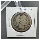 1908-D Barber Silver Quarter