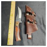 6-Inch Hunting Knife with Leather Sheath