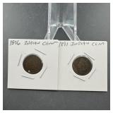 1891 and 1896 Indian Head cents.