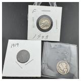 (3) Mercury Silver Dimes