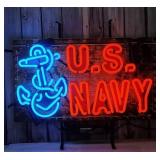 Us Navy Real Glass Neon Lighted Sign