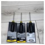 (3) Klein Tools Flat Screwdrivers