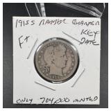 1915-s Barber Silver Quarter Key Date