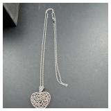 Sterling Silver Heart Pendant Necklace - 6.5 Grams