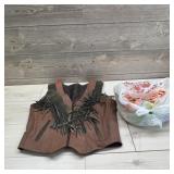 Vintage Leather Jacket with Knitting Supplies