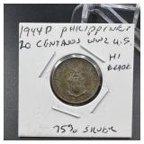 1955-d Philippines 20 Centavos Silver Coin