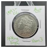 1891-CC Spitting Eagle VAM-3 Morgan Silver Dollar
