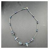 Sterling Silver Bead & Liquid Silver Necklace