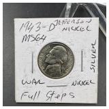 1943-d Jefferson Silver War Nickel