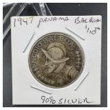 1947 Panama Balboa 90% Silver Coin