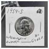 1954-s Washington Silver Quarter