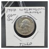 1941-d Washington Silver Quarter Toned