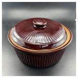 USA Brown Crock Bowl with Lid