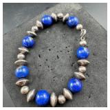 Southwest Sterling Silver Blue Lapis Bracelet - 18