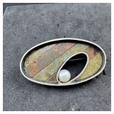 Art Deco Sterling Silver Pearl Pin - 10.1 Grams Ap