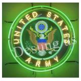 Us Army Real Glass Neon Lighted Sign